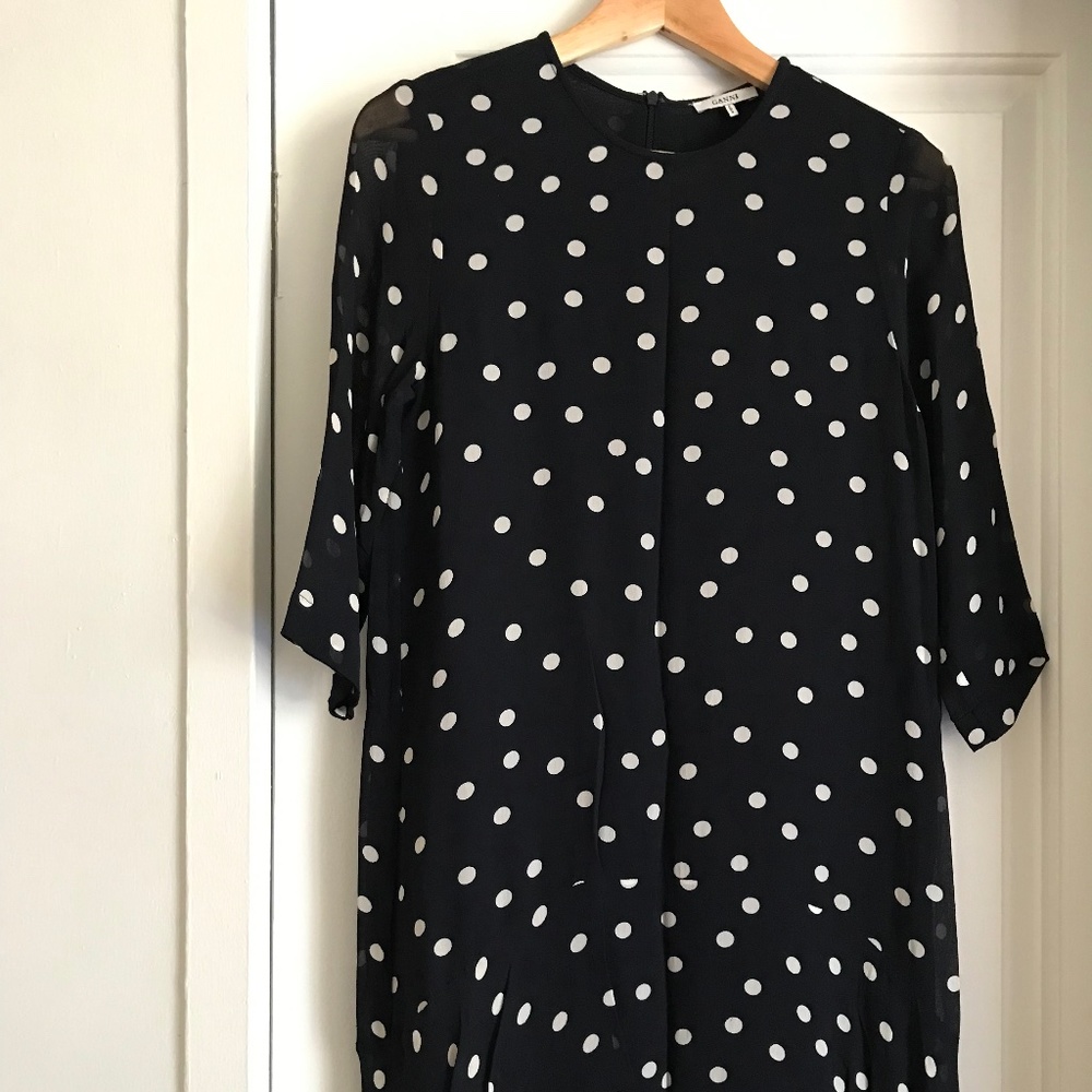 GANNI Polka Dot Mini Dress - Picture 2 of 8